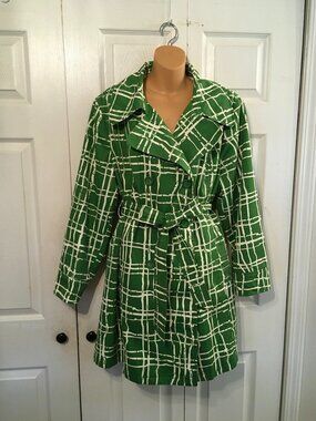 Merona Plaid Rain Jacket Green/White